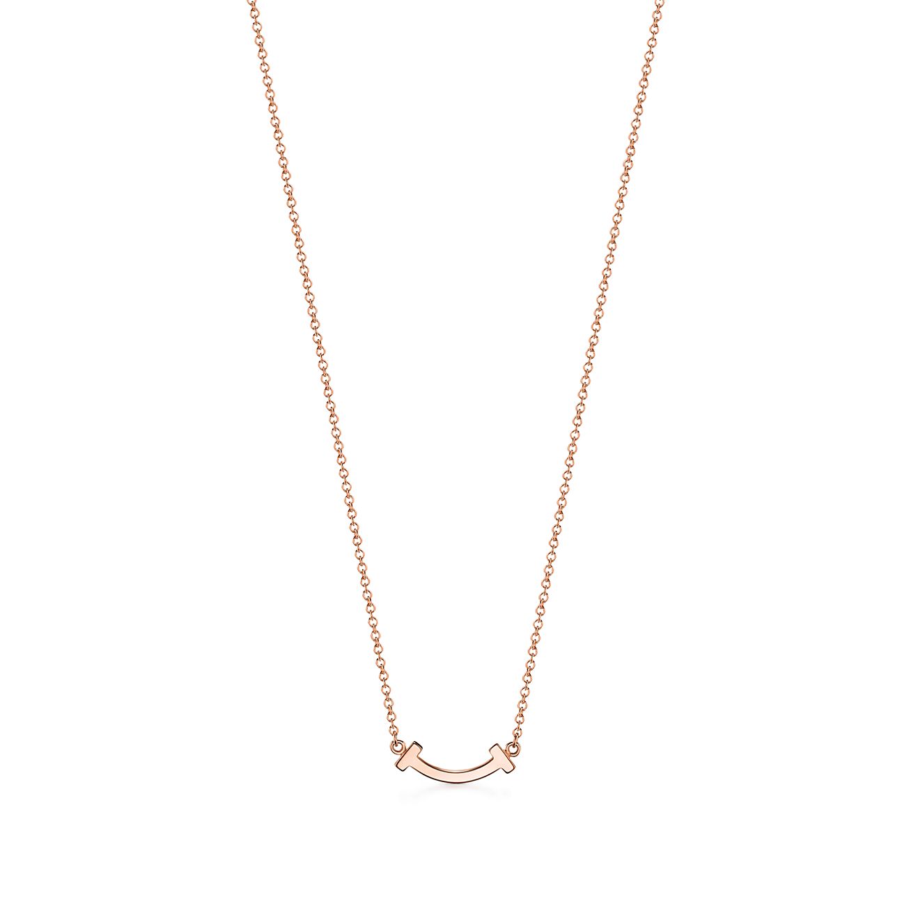 Tiffany T smile pendant in 18k rose gold with diamonds, mini. - Alternate shot 1