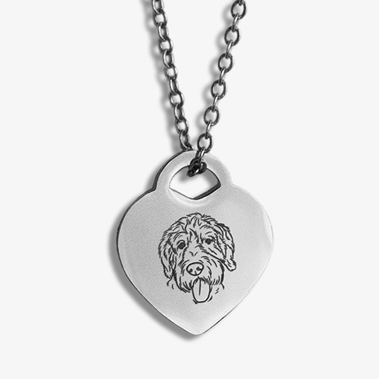 Heart Personalized Pet Photo Lettering Necklace