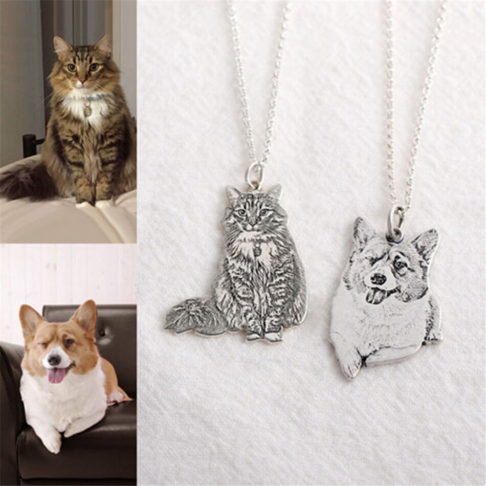 DIY Personalized Stainless Steel Pet Photo Lettering Necklace 