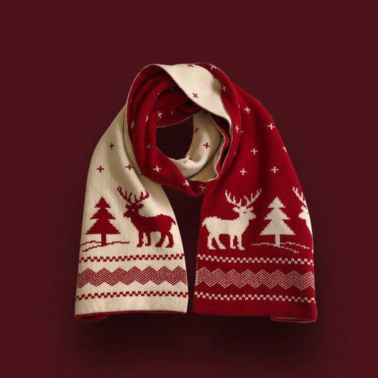 聖誕小鹿角百搭紅色圍巾