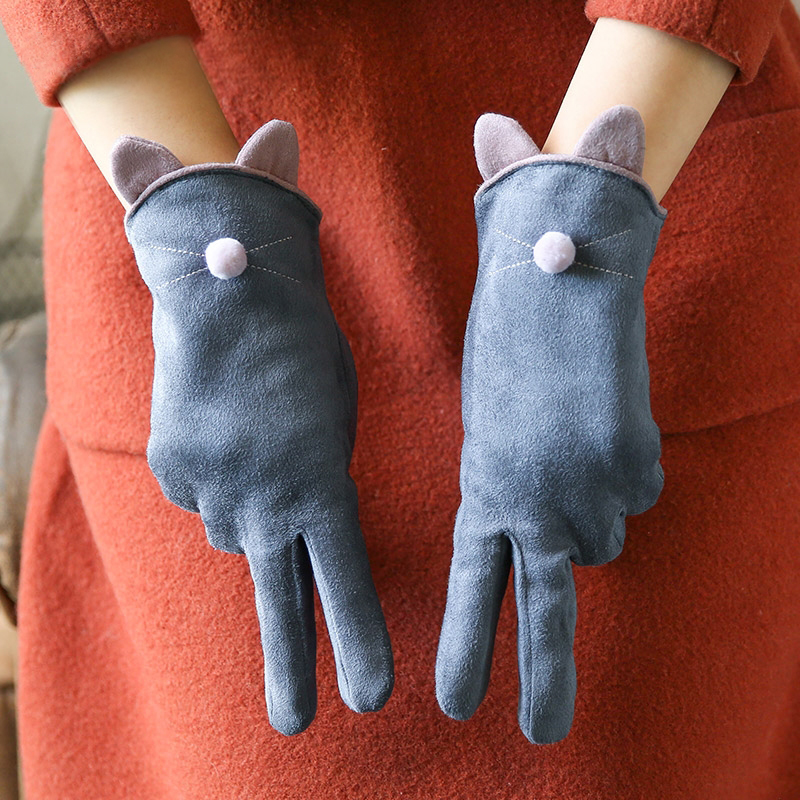 秋冬可愛毛絨觸屏手套