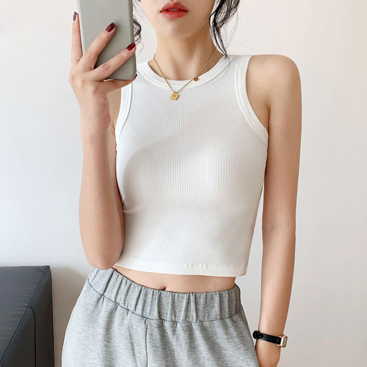 純色簡約百搭背心修身無袖T恤-Intstyles