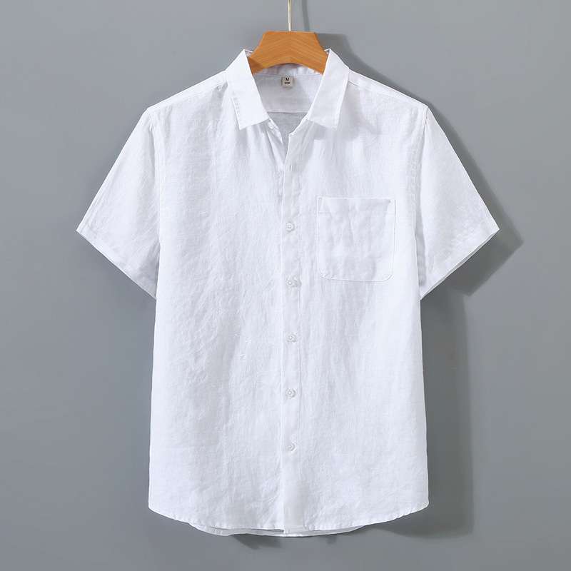 Cotton & Linen Loose Solid Color Linen Shirt