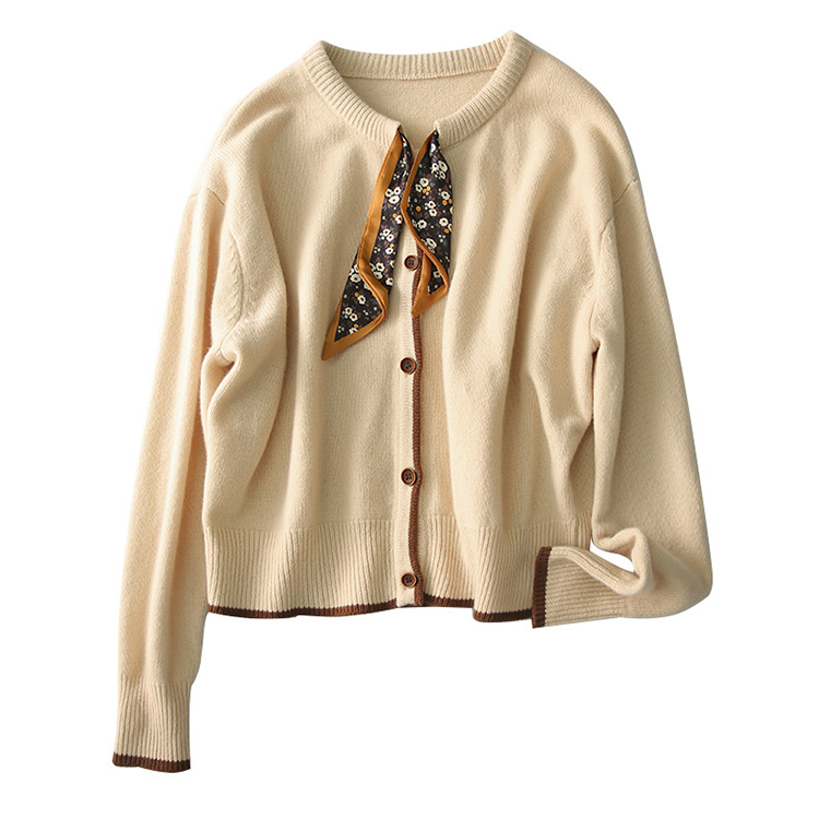 百搭設計感絲巾繫帶氣質上衣外套