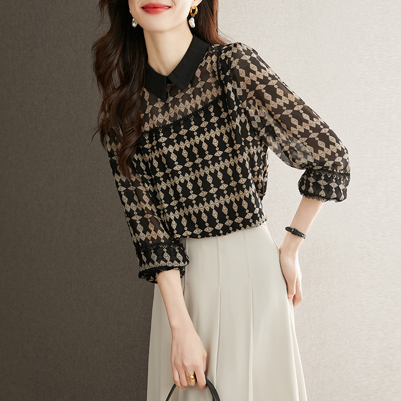 洋氣時尚雪紡衫設計感小眾襯衣