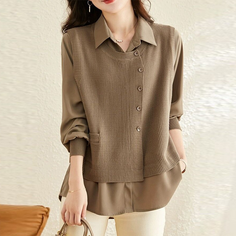 洋氣時尚休閒假兩件小衫