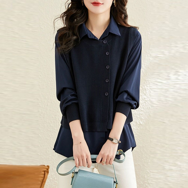 洋氣時尚休閒假兩件小衫