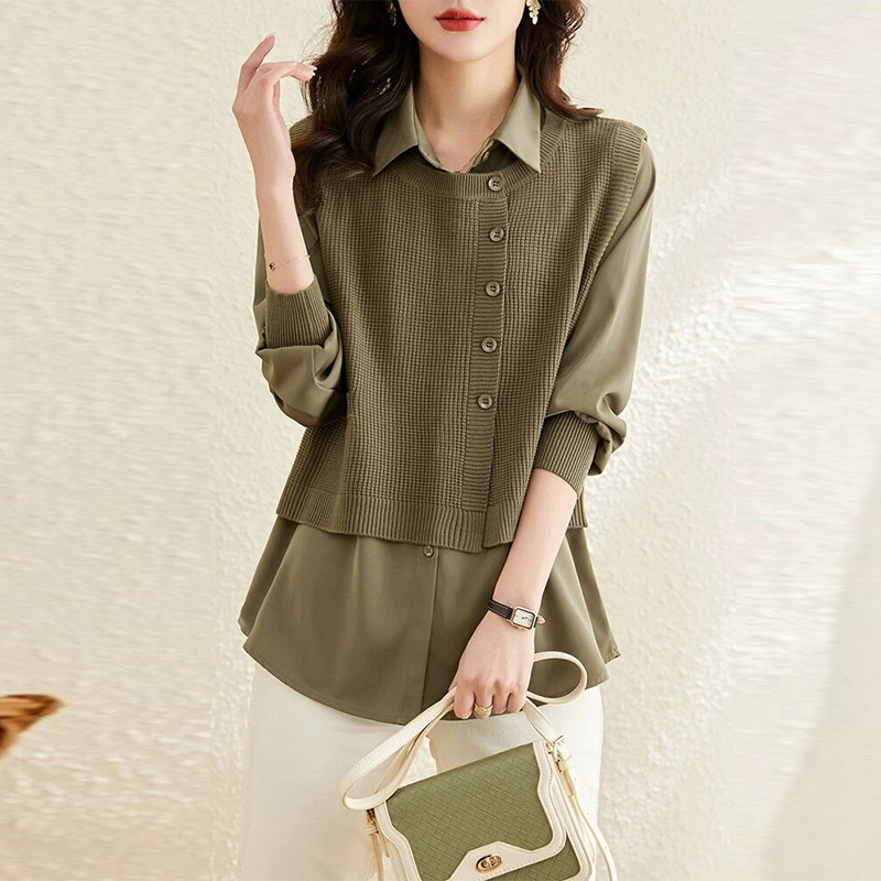 洋氣時尚休閒假兩件小衫