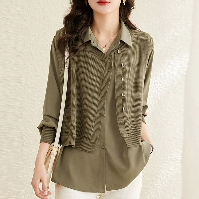 洋氣時尚休閒假兩件小衫