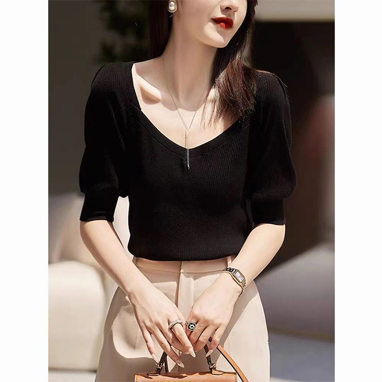 純色簡約通勤百搭風針織衫