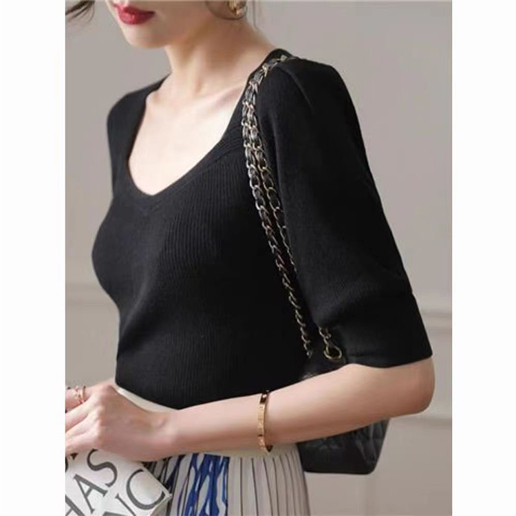 純色簡約通勤百搭風針織衫