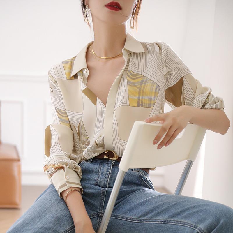 設計感小眾印花桑蠶絲襯衣