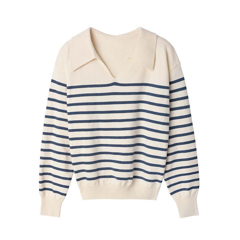 法式polo領針織打底衫外傳寬鬆顯瘦洋氣遮肉毛衣