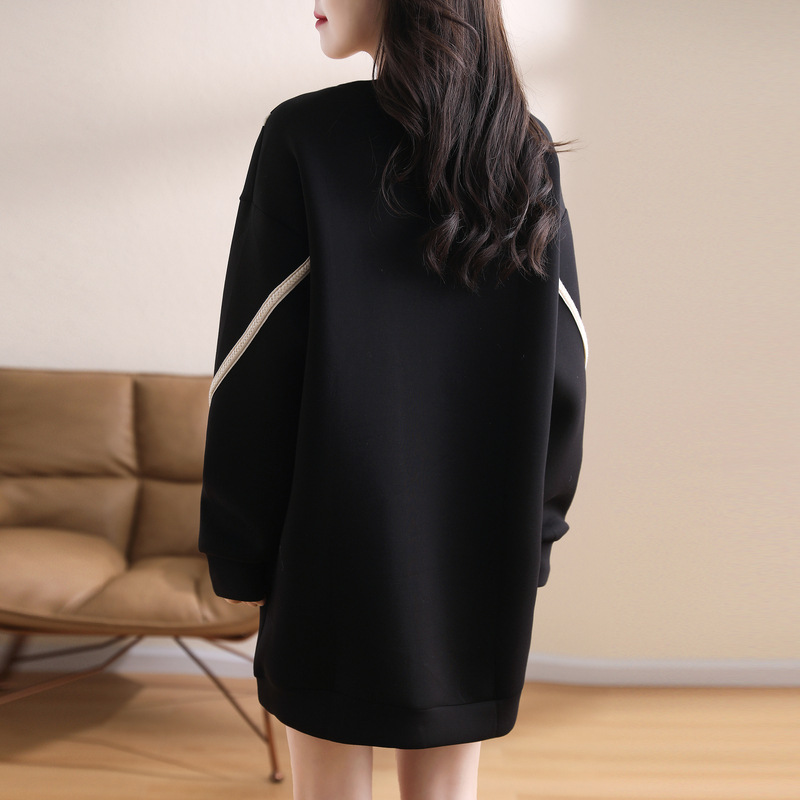 氣質百搭蝴蝶結繡花寬鬆衛衣裙