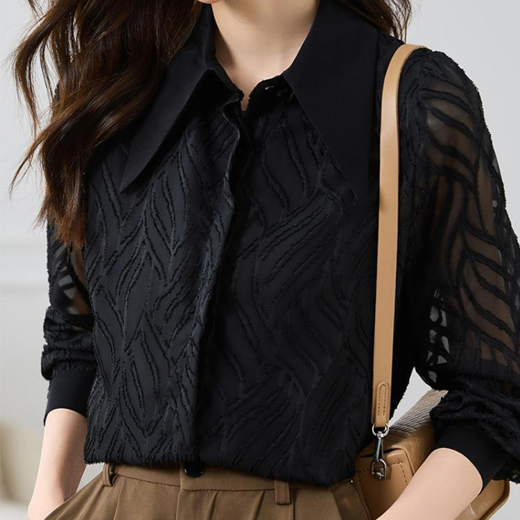 法式複古黑色設計感小眾時尚洋氣襯衫