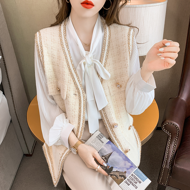 小香風粗花呢氣質馬甲外套