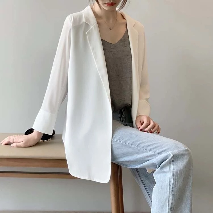 韓版垂感雪紡小西裝外套