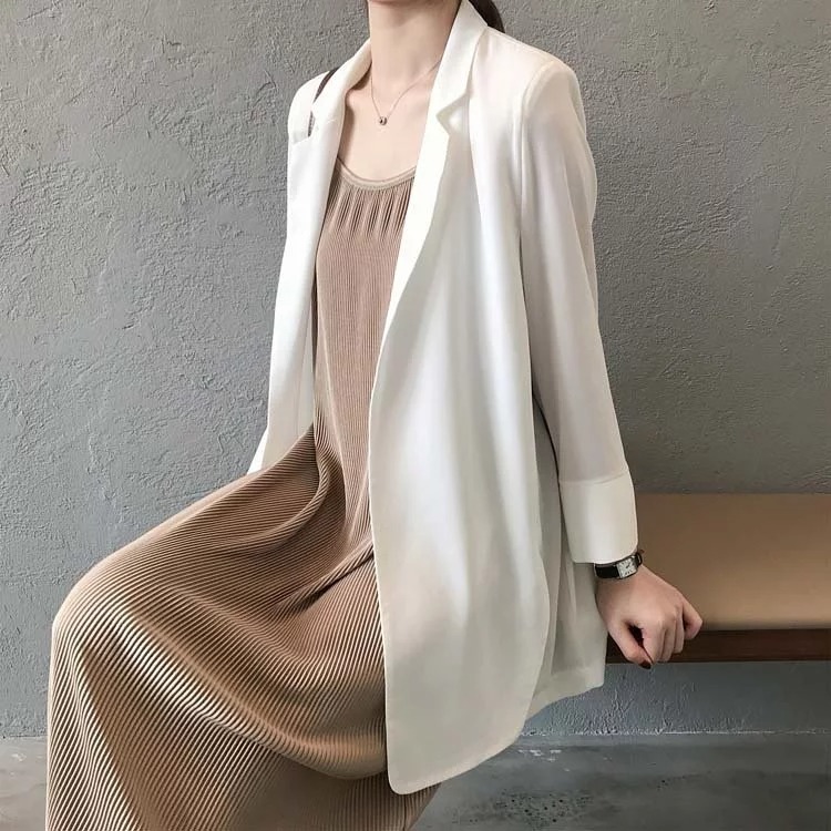 韓版垂感雪紡小西裝外套
