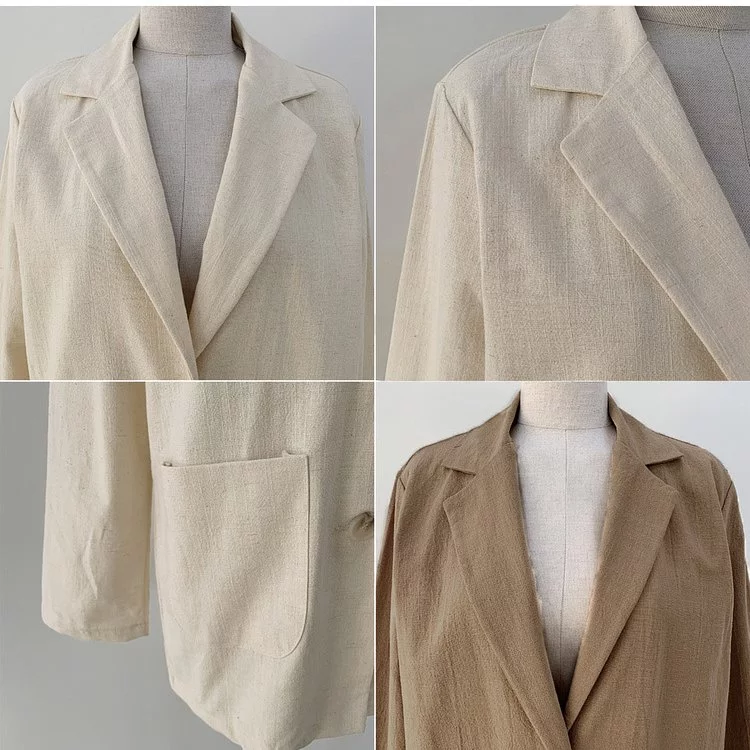 英倫風休閒薄款棉麻小西服外套