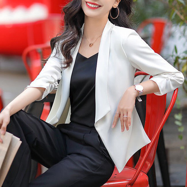 三色不規則氣質七分袖優雅外套