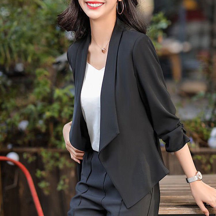 三色不規則氣質七分袖優雅外套