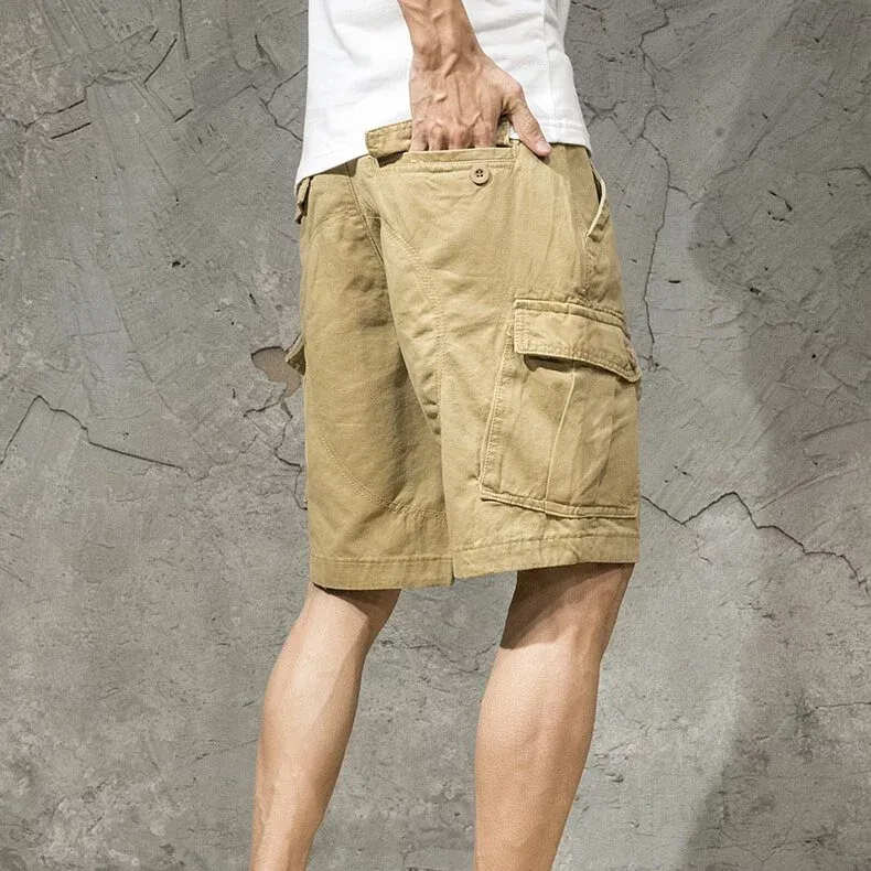 男士日系純色休閒寬鬆工裝短褲