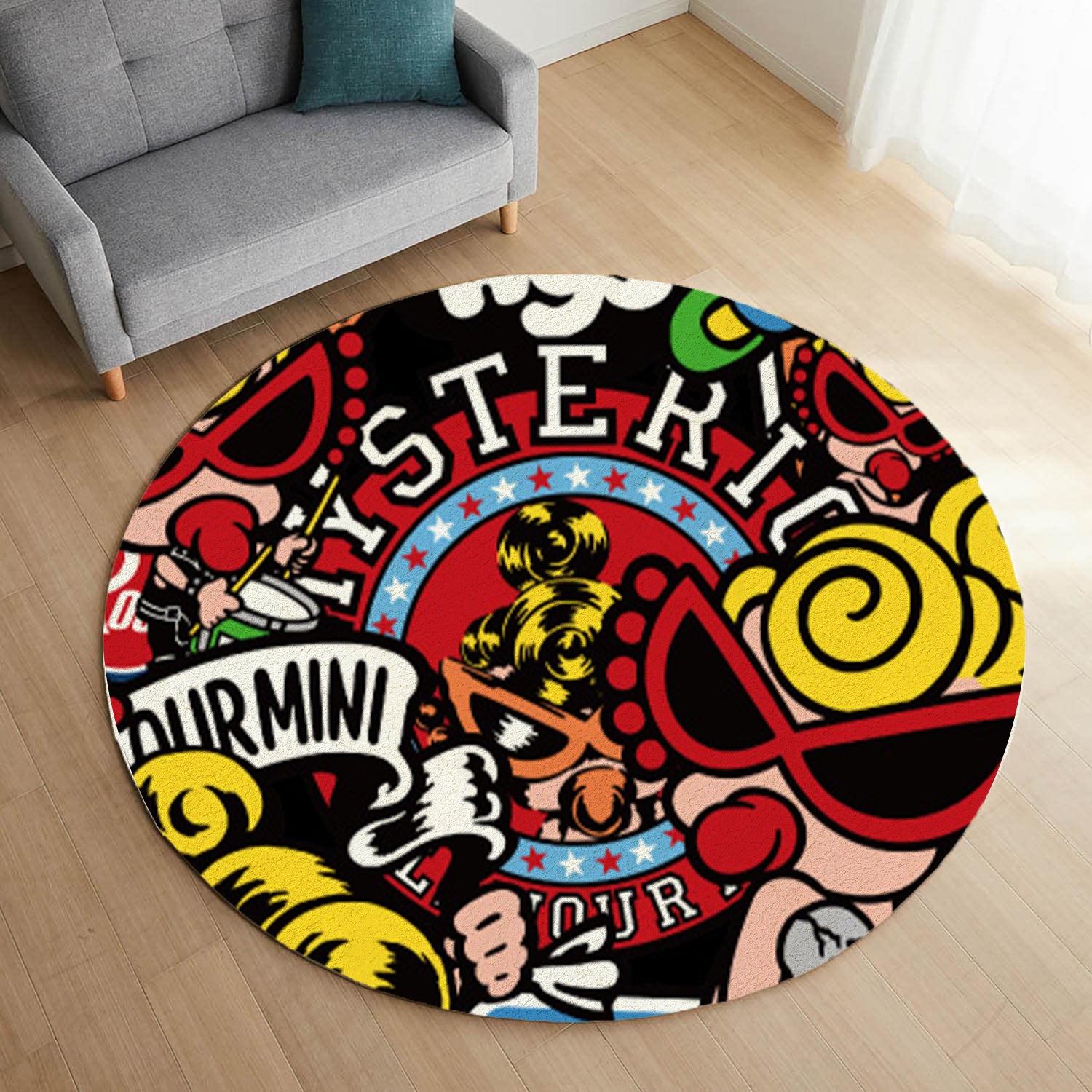 Hysteriamini ラグ 円形 短毛 619-4-15