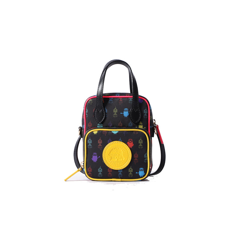 Minions Multi-color Jacquard Leather Backpack, Handbag