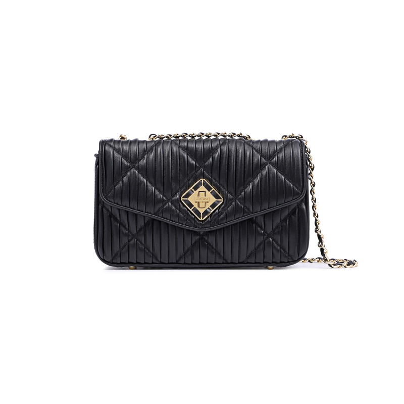 Quilted Chain Strap Vestige Cow Leather Clutch
