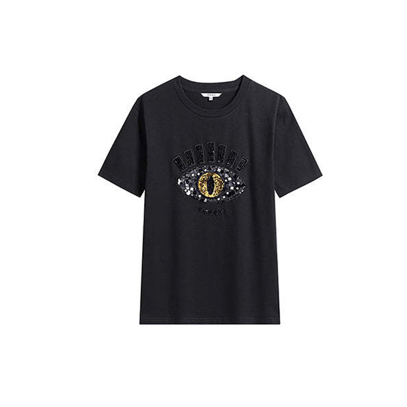 Hotfix Rhinestone Evil Eye Black T-shirt