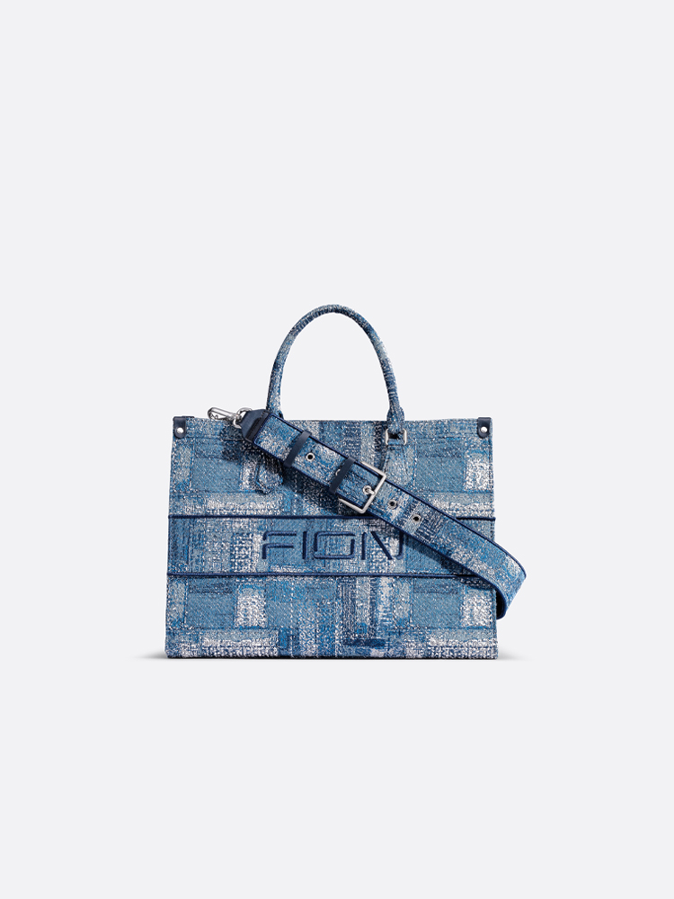 FION Jin Oil Painting Jacquard with Leather Tote Bag