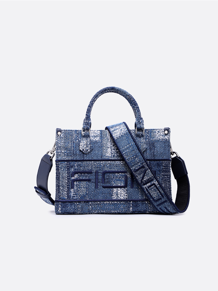 FION Jin Oil Painting Jacquard with Leather Tote Bag