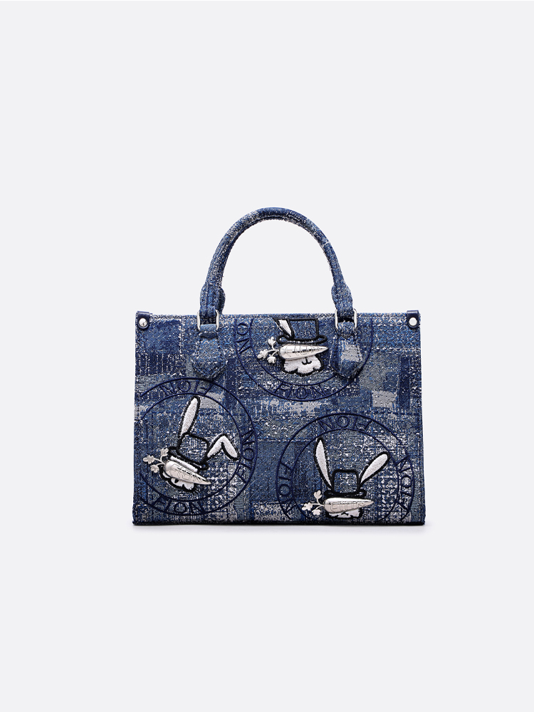 FION Jin Oil Painting Jacquard with Leather Tote Bag