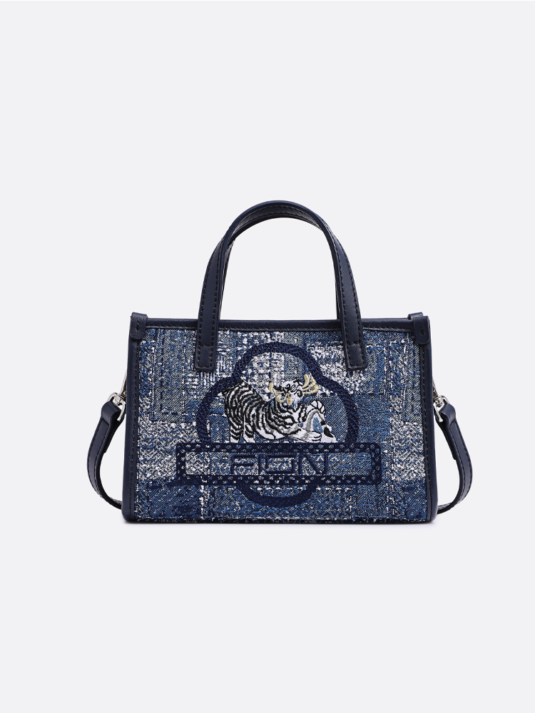 Floral Tiger Jacquard with LeatherCrossbody Bag