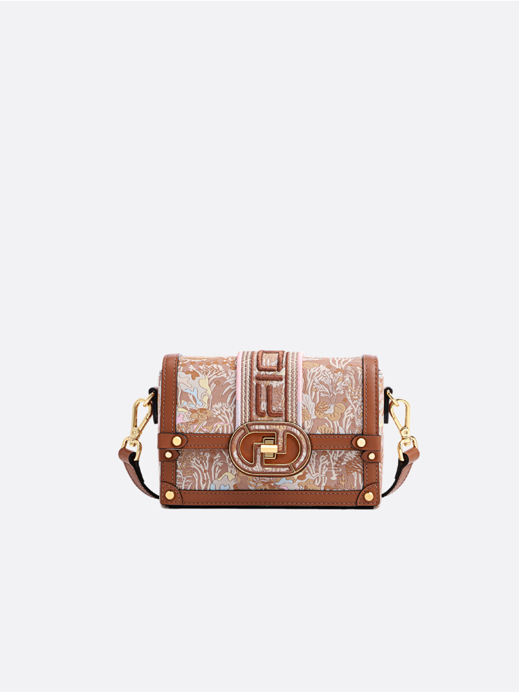 FION Jin Fresco Jacquard with Cow Leather Crossbody & Shoulder Bag