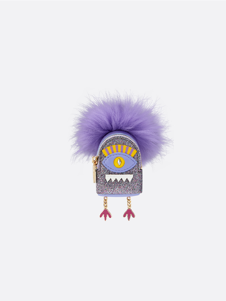 Little Monster Nano Sequin Leather Crossbody & Shoulder Handbag (Purple)