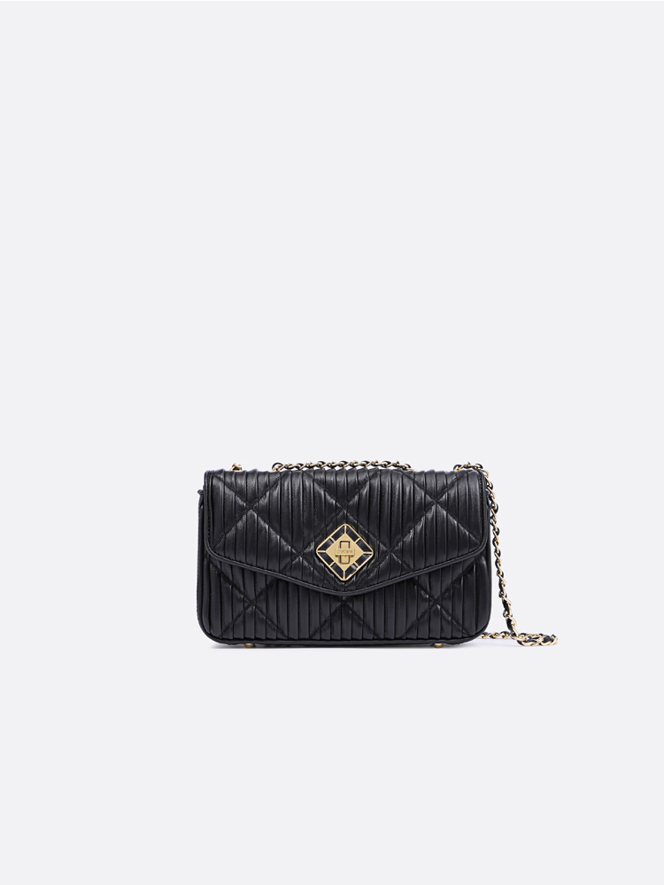 Quilted Chain Strap Vestige Cow Leather Clutch