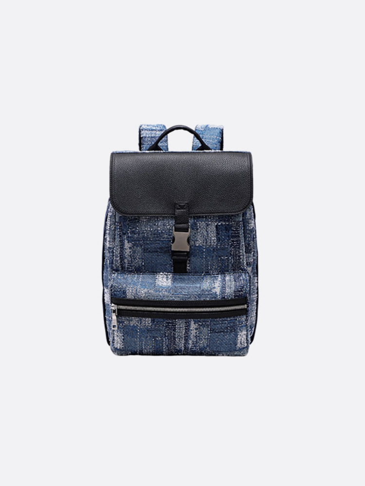 Jacquard with Leather Side Rlease Buckle Backpack