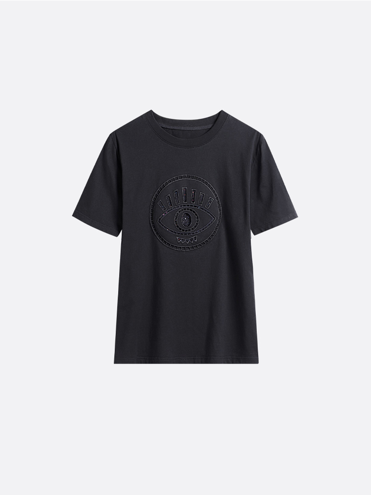 Hotfix Rhinestone Black Evil Eye T-shirt