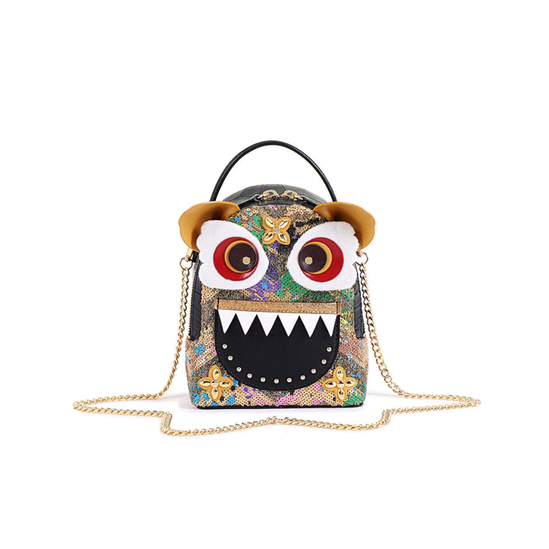 Little Monster Jacquard with Leather Backpack