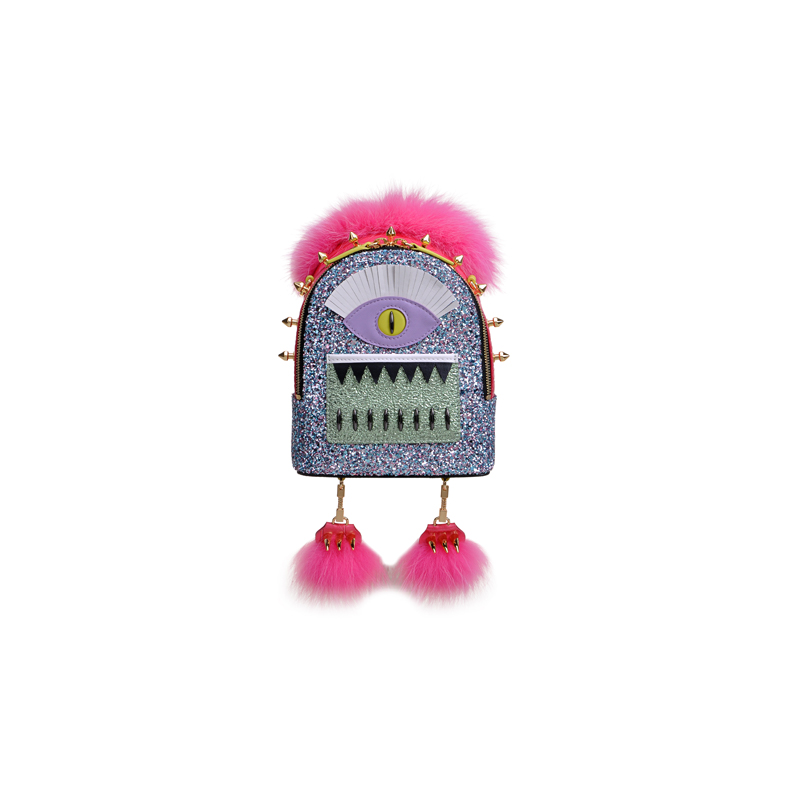 Little Monster Pink Furry Backpack