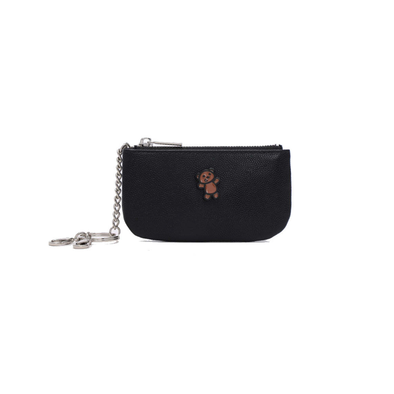 Minions Bob's Teddy Bear Leather Key Holder Coin  Pouch(Black)