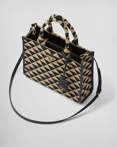 プラダ シンボル エンブロイダリーファブリック スモールハンドバッグ