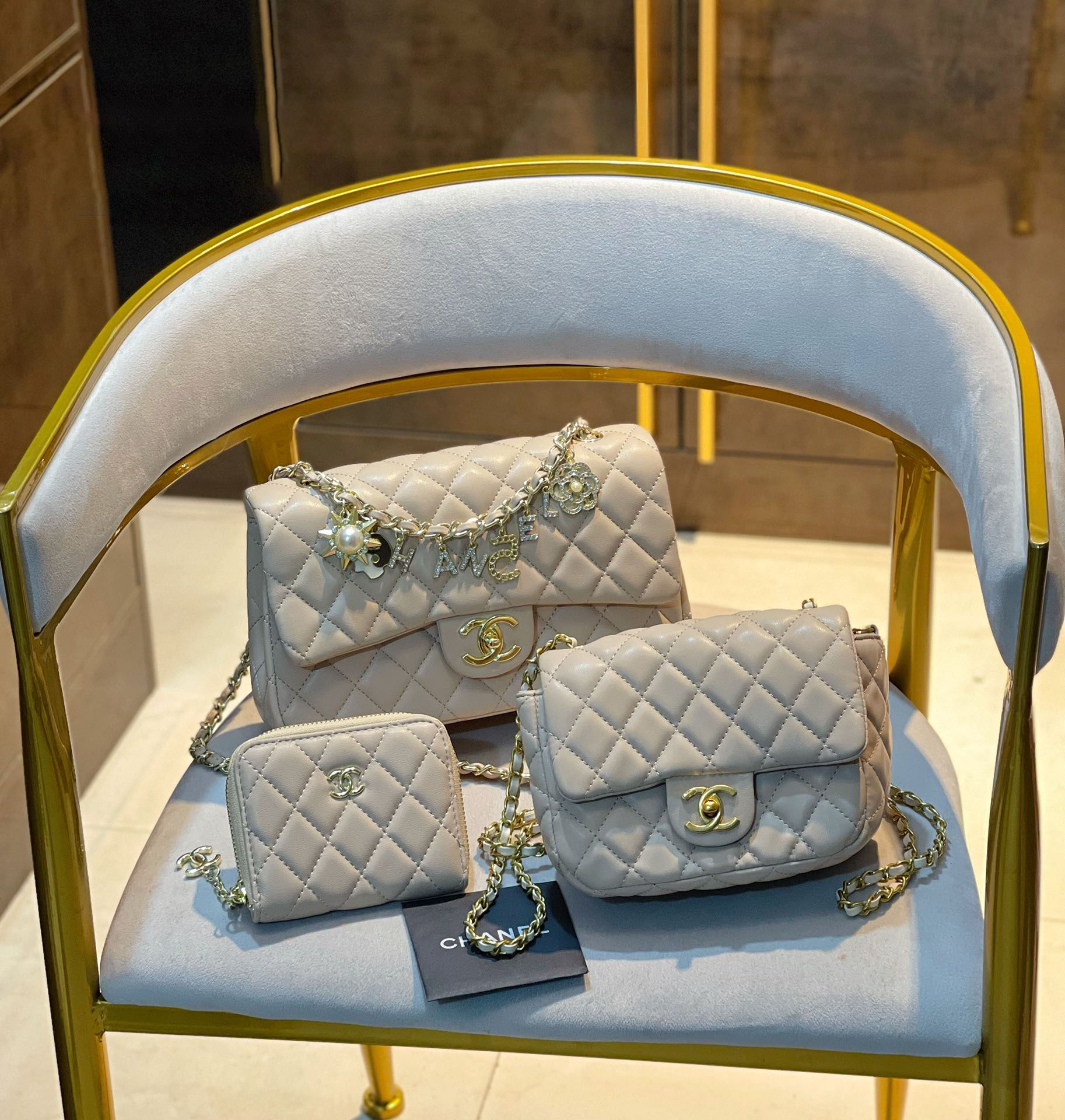 【CHANEL】定番人気♪ ミニ マトラッセ☆CHANEL☆Mini Flap Bag3点セット お得