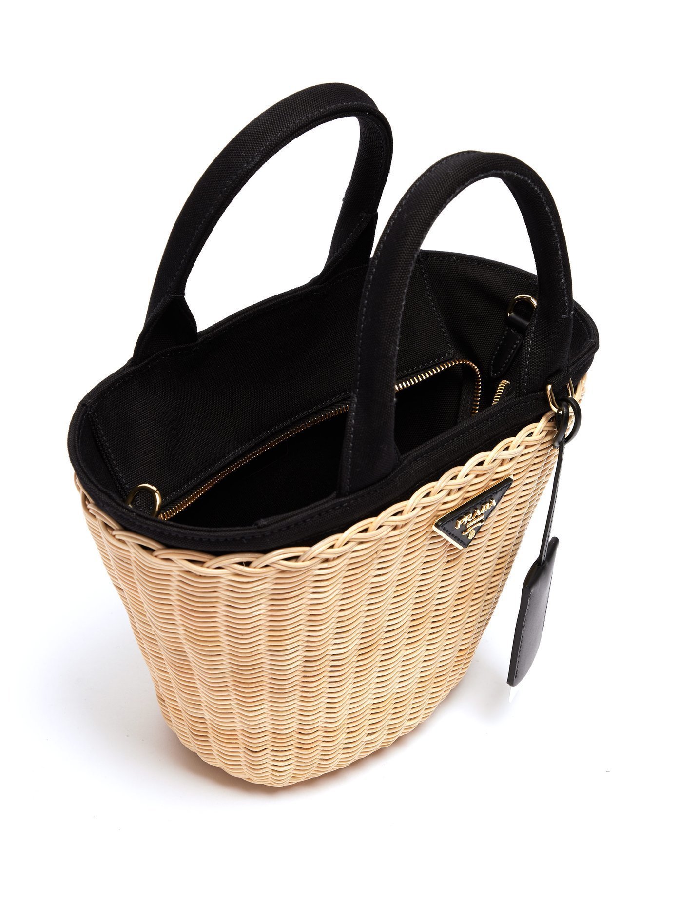 【新作】★PRADA★人気のWicker★キャンバス カゴバッグ