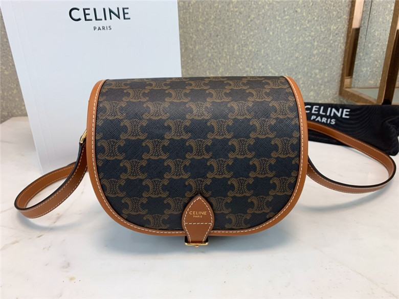 Celine 191502BZJ.04LU 老花FOLCO TRIOMPHE帆布中号手袋- 顶奢网