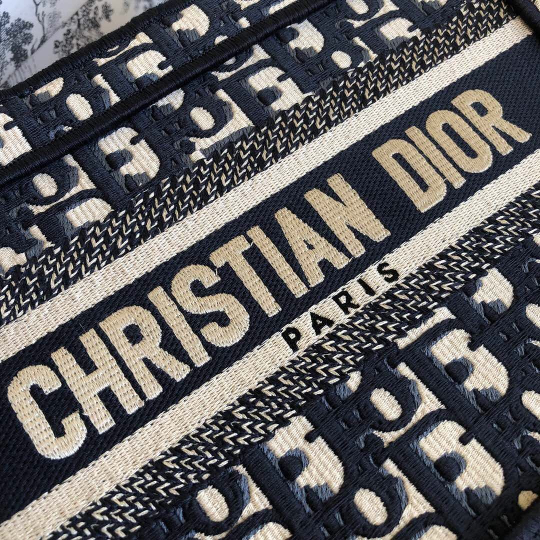 Dior BOOK TOTE ORIGINAL OBLIQUE图案迷你蓝色刺绣帆布托特包