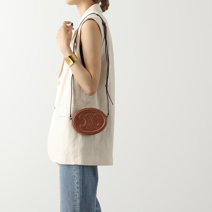CELINE セリーヌ ショルダーバッグ OVAL PURSE オーバルパース 10I703DPQ.04LU レディース レザー トリオンフ キュイル クロスボディ ポシェット 鞄 Tan|s-musee