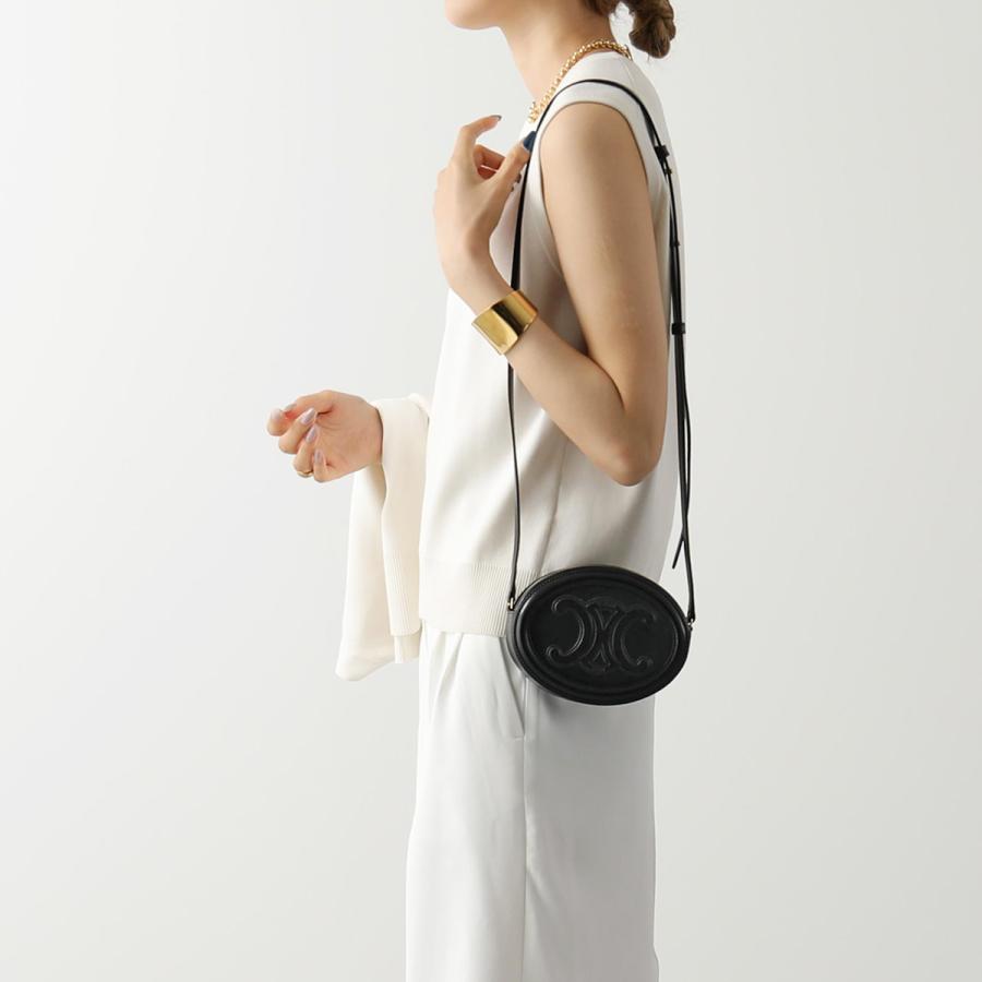 CELINE セリーヌ ショルダーバッグ OVAL PURSE オーバルパース 10I703DPQ.38NO レディース レザー トリオンフ キュイル クロスボディ ポシェット 鞄 BLACK|s-musee