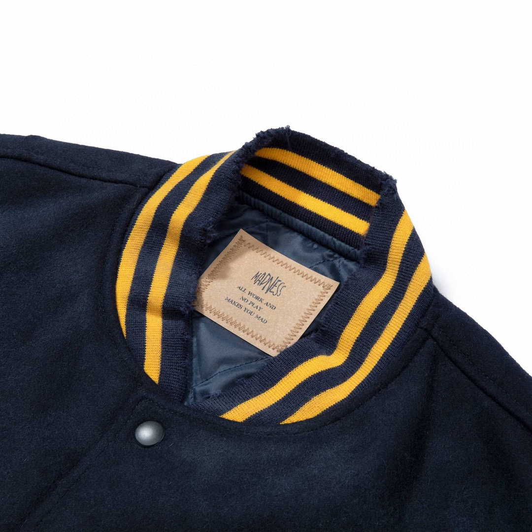 MADNESS 22AW BASEBALL JACKET 黑黄 羊毛 余文乐 拼接棒球服 休闲 宽松 夹克 长袖 外套 秋冬 男女款